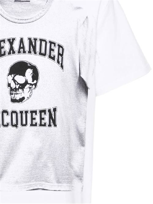 white/black cotton t-shirt ALEXANDER MCQUEEN | 794604QTABP0909